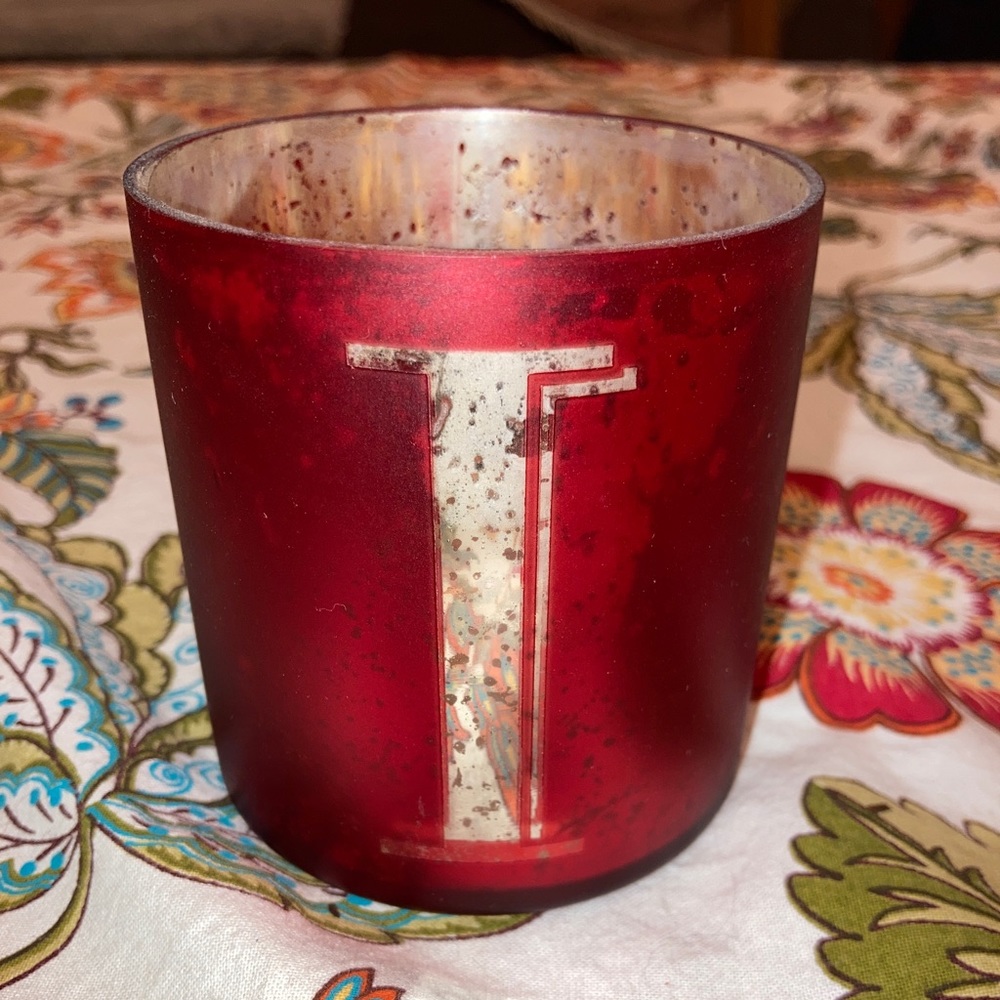 Faux Mercury glass candle holder